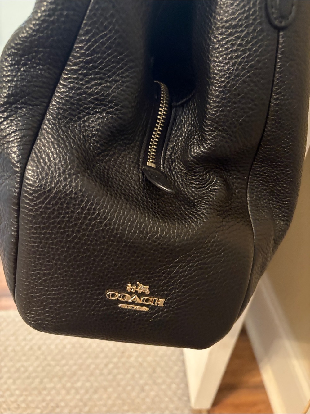 Coach Black Pebbled Leather Shoulder Bag with Gold Hardware - Picture 2 of 6